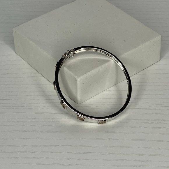 Colleen Lopez Square Motif Sterling Silver 0.60ctw Pavé Diamond Hinged Bangle - Picture 2 of 3